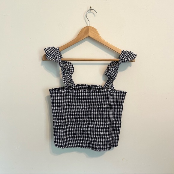 Revolve Peixoto Mariel Plaid Smocked Top - Picture 3 of 7